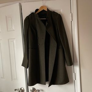 Olive Military Style Wool Coat - Banana Republic